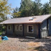 Log cabin Copper roof on the Blackdowns, Somerset
