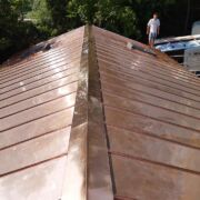 Log cabin Copper roof on the Blackdowns, Somerset