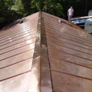 Log cabin Copper roof on the Blackdowns, Somerset