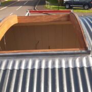 Lead flashing to a shepherd hut's skylight