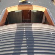 Lead flashing to a shepherd hut's skylight