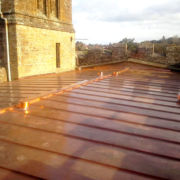 Renewed copper roof with gutter linnings and spun metal vent tops at St. Mary's, Stoke-sub-Hamdon, Somerset © Mike White Ltd