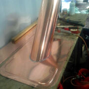 Copper flashings, guttering, valleys and ridge flashing at Putsborough Beach, Devon © Mike White Ltd