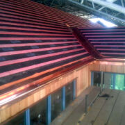 Copper flashings, guttering, valleys and ridge flashing at Putsborough Beach, Devon © Mike White Ltd