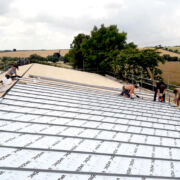 VM zinc quartz roof with G3 ventilated ridge to barn conversion near Blandford, Dorset © Mike White Ltd