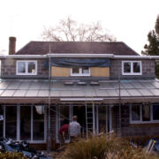 Example of a VM zinc pigmento green vented cold roof at Romsey, Hampshire © Mike White Ltd