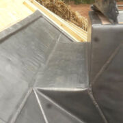 Code 5 chimney back gutter to a thatched house near Crowcombe, Somerset