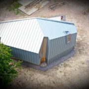 Rheinzink Bluegrey Zinc roof and cladding at the Architectural Association woodland campus in Hooke Park, Dorset