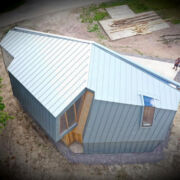 Rheinzink Bluegrey Zinc roof and cladding at the Architectural Association woodland campus in Hooke Park, Dorset