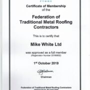 Federation of Traditional Metal Roofing Contractros Certificate