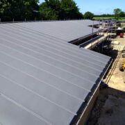 ZM Zinc pre-weathered roofing, gutters, fascia and standing seam soffit detail, Martock