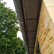 ZM Zinc pre-weathered roofing, gutters, fascia and standing seam soffit detail, Martock