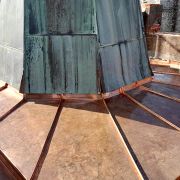 Copper roofing on Powderham Castle bell tower and flagpole tower