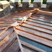 Copper roofing on Powderham Castle bell tower and flagpole tower